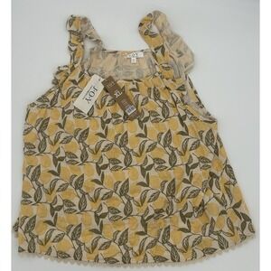 J.O.Y Women's Lemon Tree Print Light Summer Top 100% Organic Cotton  Size XL